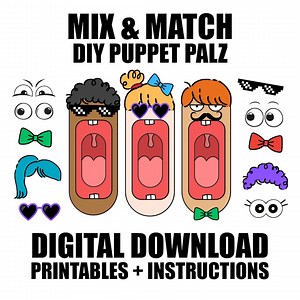 Printable Paper Puppet Palz, Mix & Match DIY (digital Download) - Etsy Canada