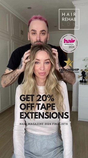 Invisible Tape Extensions are truly groundbreaking due to their ability to mimic the scalp seamlessly. Wearers can enjoy longer, thicker hair without compromising on a natural look. They have been particularly transformative for women experiencing hair loss during or after pregnancy and through menopause, restoring volume and confidence to women who may have felt helpless. In celebration of Hair Rehab Invisible Tapes being shortlisted in the @hairmagazine 2024 Awards, we are offering a whopping 