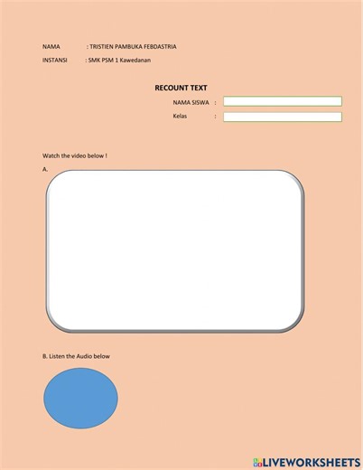Recount Text online pdf activity