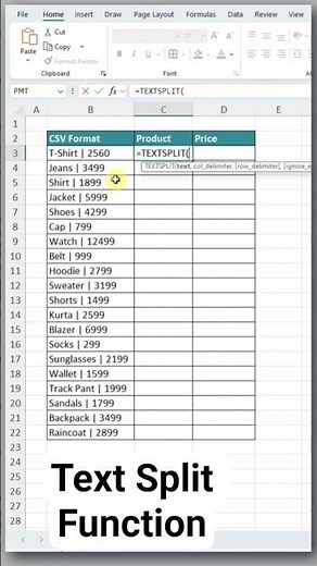 TEXTSPLIT Function in Excel | Split Text into Columns Easily 🔥