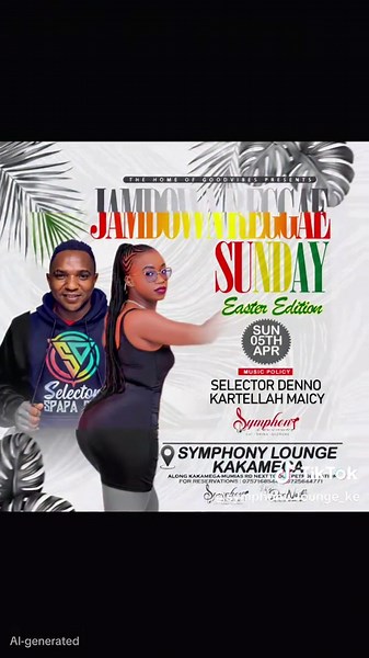 Easter Sunday Reggae Vibes Featuring Selector Denno Ft Kartellah Maicy #kakameganightlife #symphonylounge #eatdrinksherehe #homeofgoodvibes