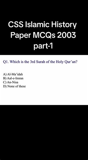 CSS Islamic History Paper MCQs Insights