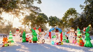 Lookfly 7FT Christmas Inflatables Snowman Blow Up Yard Decor with Music & 360 Rotation Colorful Projector LED Light for Outdoor Christmas Party ,Garden and Lawn