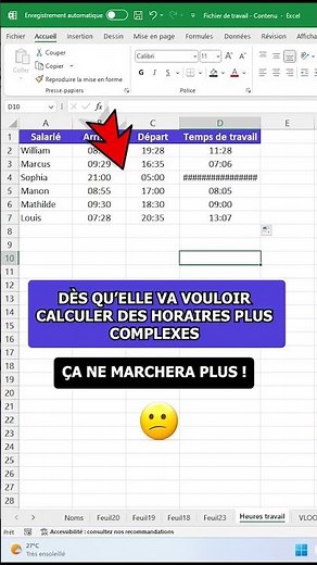 Calculer les heures de travail sur Excel (meilleure formule)
