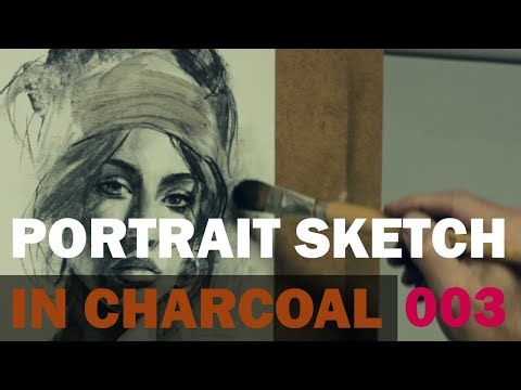 Portrait Sketch in Charcoal 003 - Adding a Casein Wash