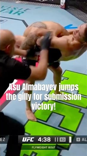 Asu Almabayev jumps the gilly for the submission victory!#ufcqatar #mma#ufcshorts#mmafighter#shorts