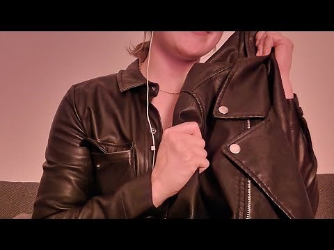 ASMR Leather Jacket Sounds | Relaxing Crinkles, Tapping & Rubs | minimal talking