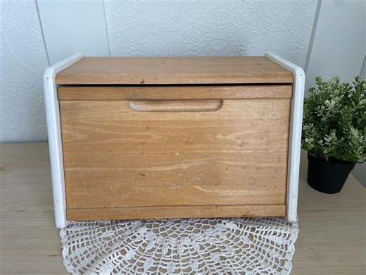 Vintage Wooden Bread Box White Sides Kitchen Storage Made in Thailand Retro Counter Decor - Etsy