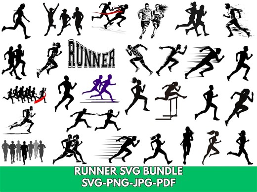 Running Silhouette SVG Bundle: Runner Clipart, Vector Graphics (digital Download) - Etsy