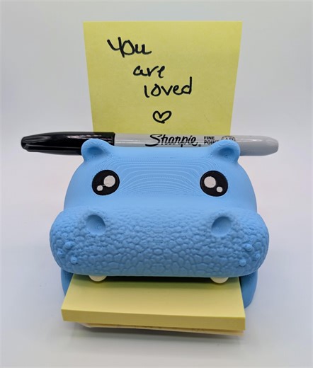 Hippo Post It Note Holder With List Inserts | Cute Desk Organizer | Sticky Note Dispenser | 3D Printed Office Decor | Gift for Coworker - Etsy