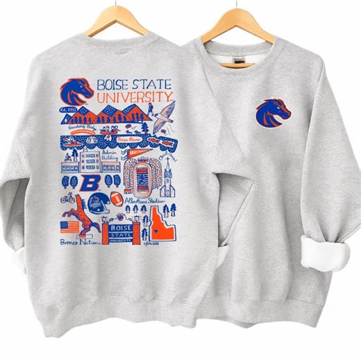 Vintage Boise State Broncos Hand Sketched Crewneck Sweatshirt, Boise State University Campus Map Graphic, College Alumni Gift, Custom Team - Etsy