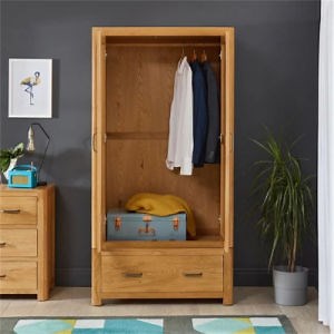 [Hot Item] Chinese Home Living Room Bedroom Modern Wooden Clothes Storage Wooden Wardrobe 2 Drawers with 2 Big Doors Home Hotel Closet Wardrobe