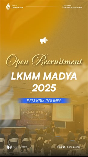 Badan Eksekutif Mahasiswa Politeknik Negeri Semarang on Instagram: "📣 OPEN RECRUITMENT LKMM MADYA 2025 📣 Hidup Mahasiswa! Hidup Rakyat Indonesia! Hidup Perempuan Indonesia! Halo Calon Pemimpin Polines! 👋🏻 Saatnya kamu naik level dan melangkah ke tahap pengembangan diri berikutnya lewat LKMM Madya 2025 — program yang dirancang untuk membentuk mahasiswa menjadi pribadi yang lebih kritis, solutif, dan siap memimpin. Melalui serangkaian materi, diskusi, simulasi, dan proyek kelompok, LKMM Madya 