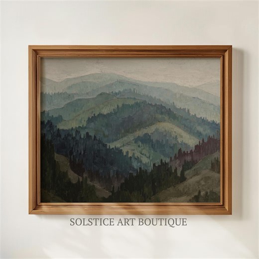 Boho Abstract Mountains and Forest Art | Tonal Landscape Vintage Painting | Neutral Tones | PRINTABLE Digital Wall Art - Etsy