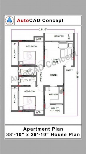 Apartment Building Plans | Modern apartment house plan | 2 bedroom apartment house plans #home #2d