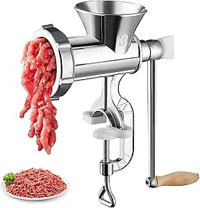 Manual Meat Grinder, Heavy Duty Aluminum Alloy Hand Meat Grinder with Table Clamp, Meat Mincer Sausage Maker for Beef Pepper Mushroom