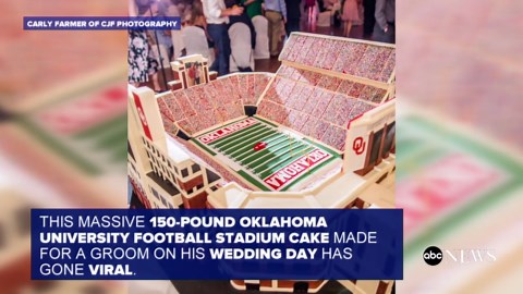 Epic 150-pound Oklahoma University stadium cake goes viral
