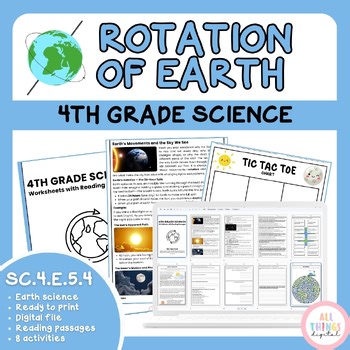 Rotation of Earth SC.4.E.5.4 4th Grade Earth Space Science Activity & Answer Key