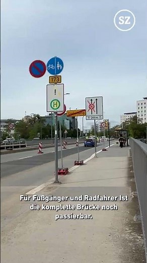 Part of the Budapester Straße bridge in Dresden is completely closed.