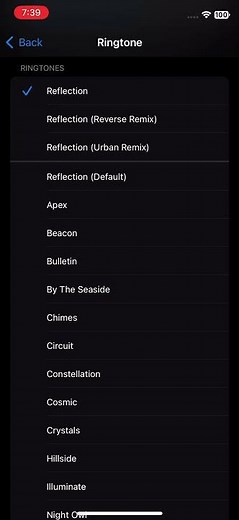 iPhone X reflection ringtone iOS 16.7.11￼