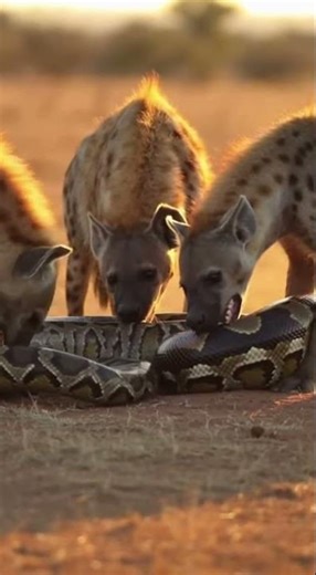 What will the hyena find inside the python’s secret lair #wildlife #nature #animals