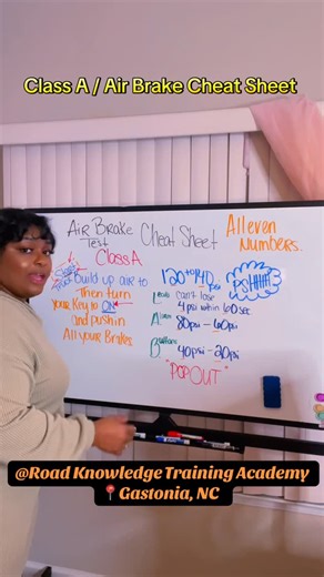 Clarissa Rankin on Instagram: "🚛📚 How to Pass the CDL Class A Air Brake Test Getting ready for your CDL Class A permit or in-cab instruction? At Road Knowledge Training Academy, we focus on: ✔ Clear instruction ✔ Real-world understanding ✔ Test-ready preparation If you’re serious about earning your CDL and doing it the right way, this is where it starts. 📍 Gastonia, NC 📞 888-974-9474 🌐 Learn more at your school website #CDLClassA #AirBrakeTest #CDLPermit #InCabInstruction #RoadKnowledgeTrai
