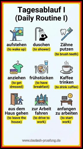 Learn German Daily Routine | Tagesablauf auf Deutsch | A1 German Vocabulary 🇩🇪