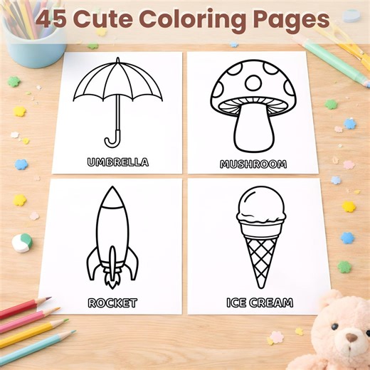 Big & Bold Fun Things Coloring Pages for Kids – 45 Easy Toddler Coloring Sheets – Simple Preschool Printable PDF - Etsy