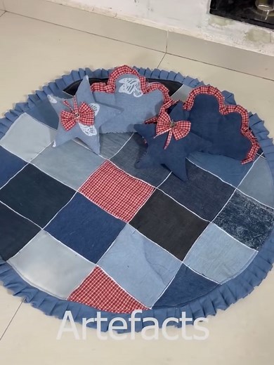 Creative Baby Quilt Made from Reused Jeans