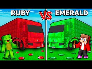 JJ and Mikey RUBY vs EMERALD Truck Battle in Minecraft ! - Maizen