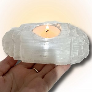 Selenite Crystal Tealight Holder: Hand-carved Energy Cleansing Decor - Etsy