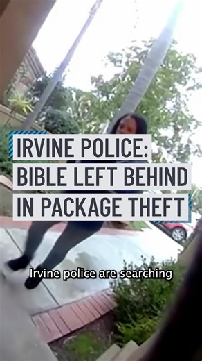 Investigators say the surveillance video shows a woman in a blue vest taking a package from a home and setting something down on the doorstep before walking away with the box. #nbcla