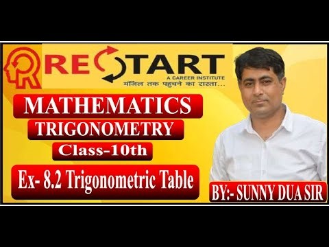 CLASS 10 MATHS, NCERT , TRIGONOMETRY , EX - 8.2 TRIGONOMETRIC TABLE