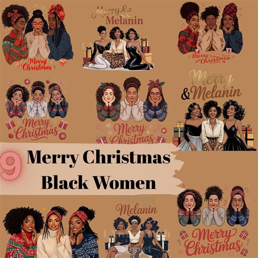 Merry Christmas Black Woman Clip Art | Afro Queen PNG (digital Download) - Etsy