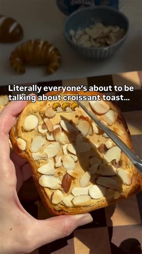 That cafe croissant from the comfort of your own home✨🥐...Try this Almond Croissant Toast recipe for an easy - elevated, high-protein treat. Protein Almond Croissant Recipe: 🥐 2 slices bread (we used croissant bread but any bread will work) 🥐 2 scoops Nut Butter Protein - Vanilla Almond Butter 🥐 2 tbsp butter softened 🥐 1/8 tsp almond extract 🥐 1 egg 🥐 2-3 tbsp milk 🥐 2 tbsp sliced almonds Mix the protein powder, butter, almond extract & egg together in a small bowl. Add 2 tbsp of milk t