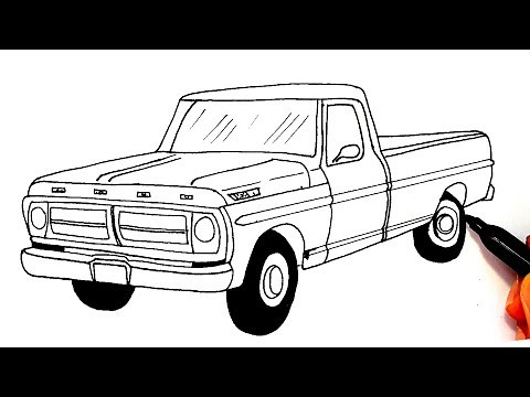 Ford F-100 Ranger - How To Draw Ford F100 Ranger Easy Simple Step By Step
