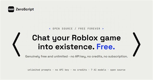 ZeroScript - The Free, Unlimited AI Coding Tool for Roblox