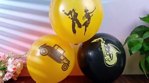 Aoriher 45 Pieces Roaring 20s Party Balloons Decorations Black and Gold Party 20th Birthday Balloons Vintage 1920's Themed Birthday Speakeasy Decoration Supplies