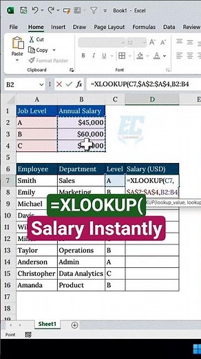 Excel XLOOKUP Trick: Auto-Fill Employee Salaries Instantly
