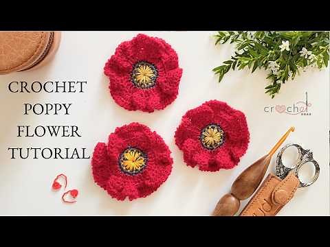 Crochet an Easy Realistic Poppy Flower for Anzac Day or Remembrance Day | Crochet Road Tutorial