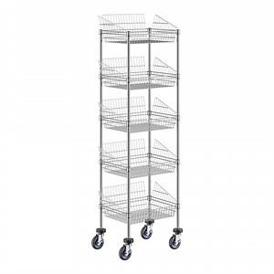 Regency 18" x 24" x 80" NSF Chrome Mobile 5 Basket Retail Storage Display Stand