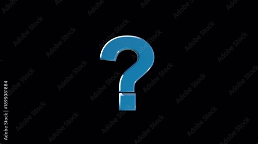 3D [Blue] question mark turning to front from scale zero 4K