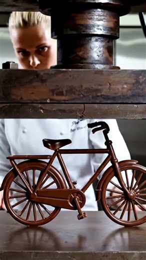 A man pressing chocolate cycle #crushingtime #hydraulicpress