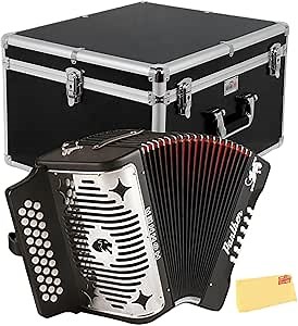 Hohner Panther Diatonic Accordion - Keys G/C/F Bundle with Hard Case and Austin Bazaar Polishing Cloth