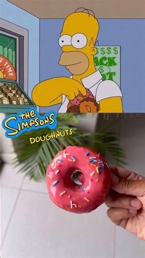 KESO on Instagram: "the Simpsons doughnuts 💛🍩💖 Recipe: 3 cups cake flour pinch of salt 1 cup warm milk 3 tbsp sugar 10 grams (1 packet) instant yeast 1 tsp vanilla essence 1 egg 3 tbsp melted margarine/butter . . . . . . #explore #animation #thesimpsons #easyrecipes #delicious #viralvideos #doughnuts #love #recreation #fyp #reels #foodphotography #foodiesofinstagram #f52grams #cartoon #beachvibes #homersimpson #foodporn #cartoonfood #tiktok #yum"