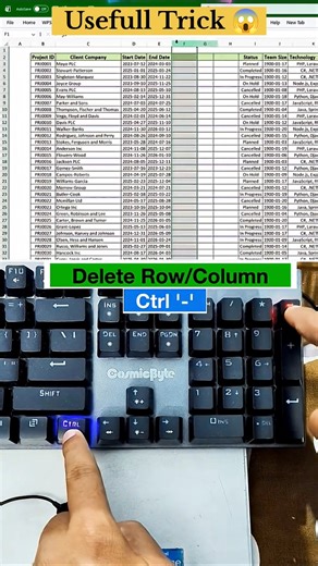 Insert & Delete Row or Columns in Excel 😱 Keyboard Shortcut #excel #exceltricks #shortsfeed #shorts