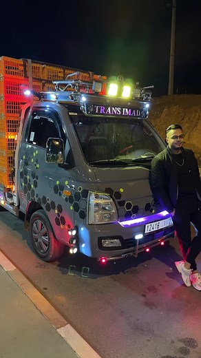 Unique Illuminated Van Display with Hexagonal Patterns