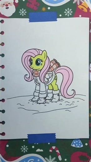 Coloring Fluttershy Winter Outfit Reverse | Fun Art For Kids