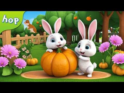 Hop Hop Rabbit Toy… Who Bounced the Garden Pumpkin? 🐰🎃 Fun Rhyme | Rabbit Song for Kids