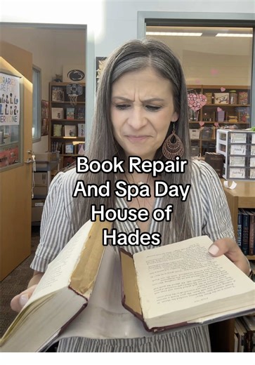 It’s a Book Repair! …and spa day! #book #repair #asmr #satisfyingvideos #satisfyingsounds #librarytiktok #librarytok #bookish #library #librariansoftiktok #bookrepair #fix #cover #spa #Inverted